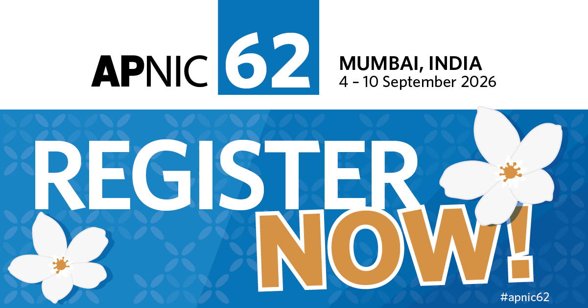 Banner image for Register now for APNIC 62! article.